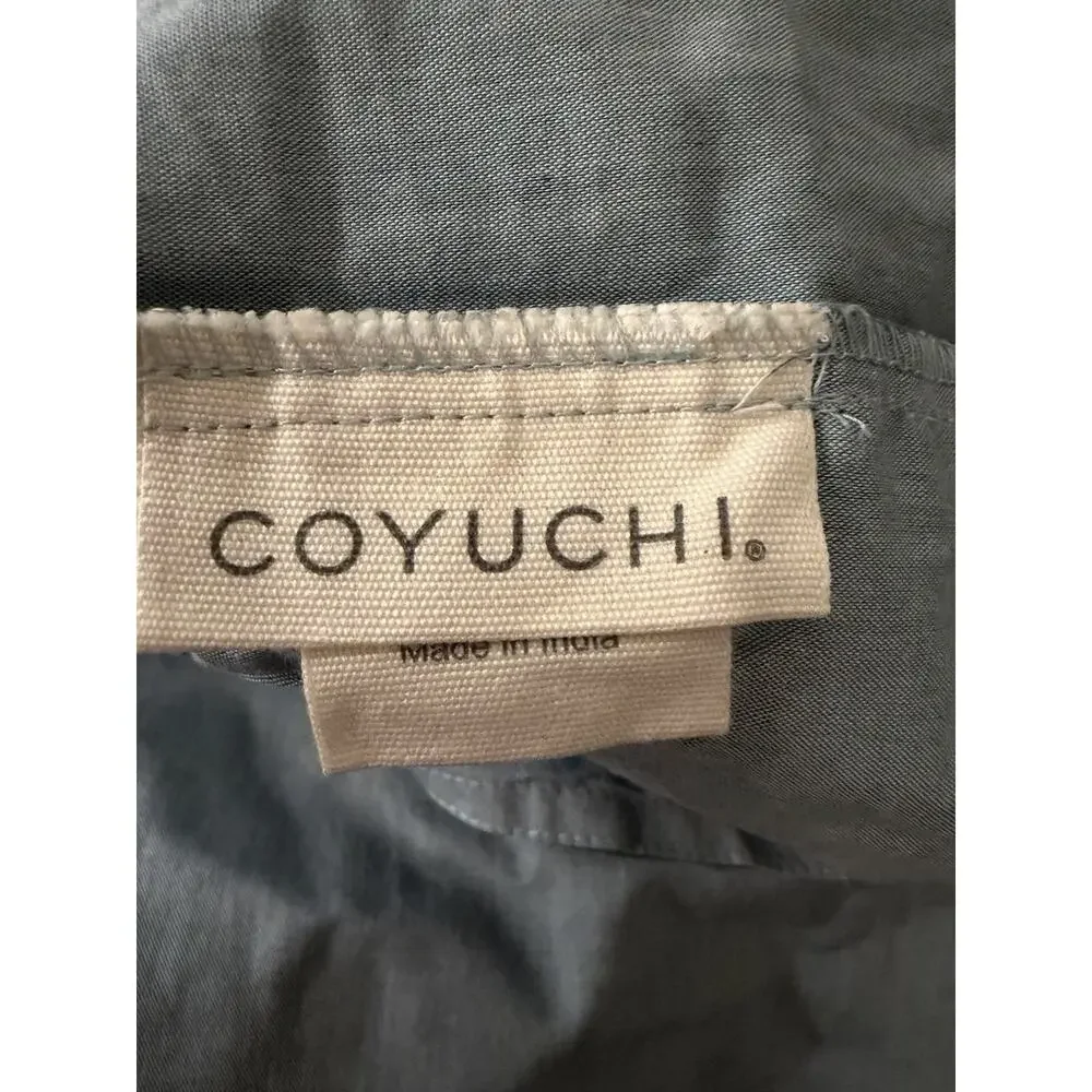 Coyuchi Organic Crinkled Percale Sheet Set 4 Piece King Surf Chambray Blue NWT